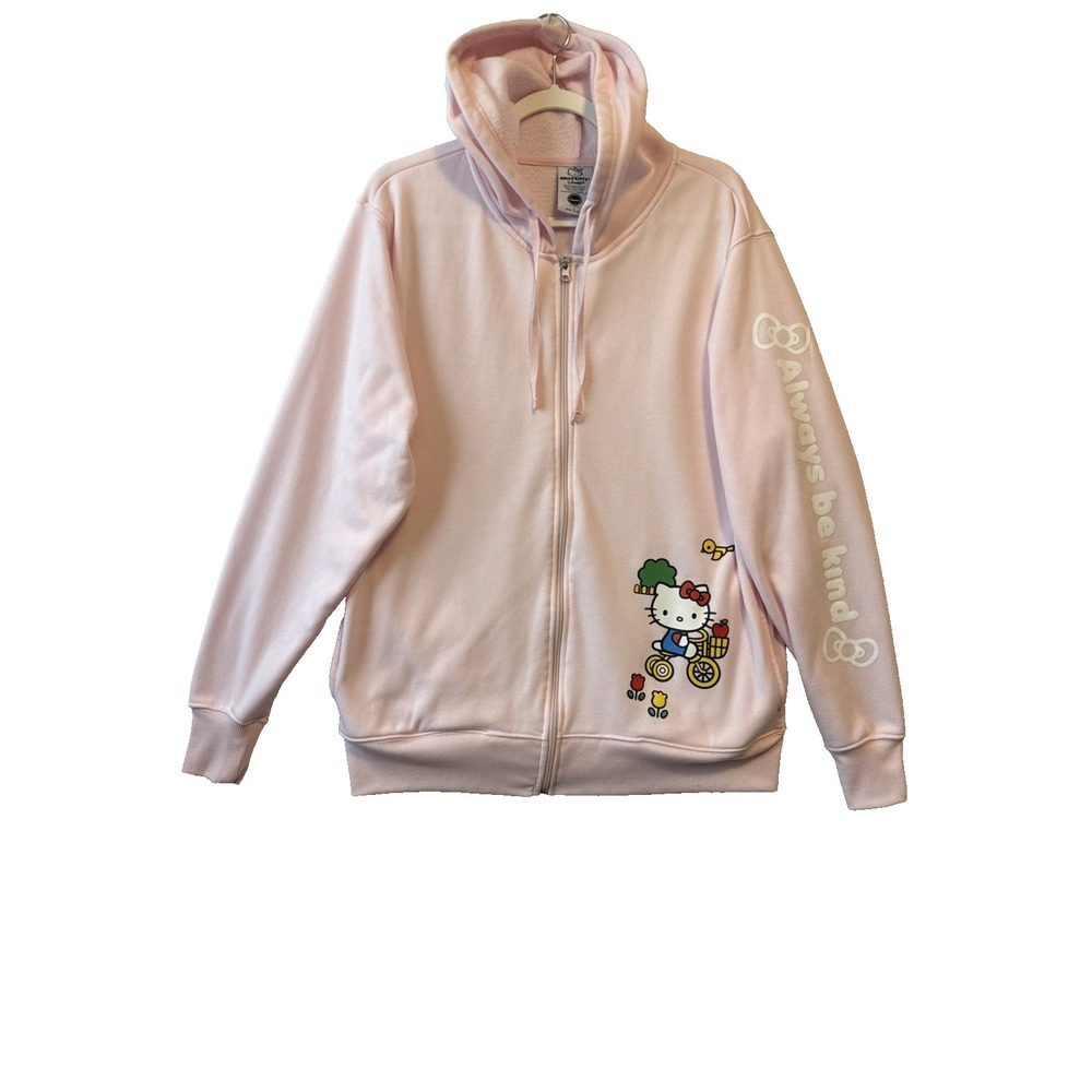Sanrio Hello Kitty Zip Up Hoodie Pink Always Be Kind Y2K Coquette Kawaii Large